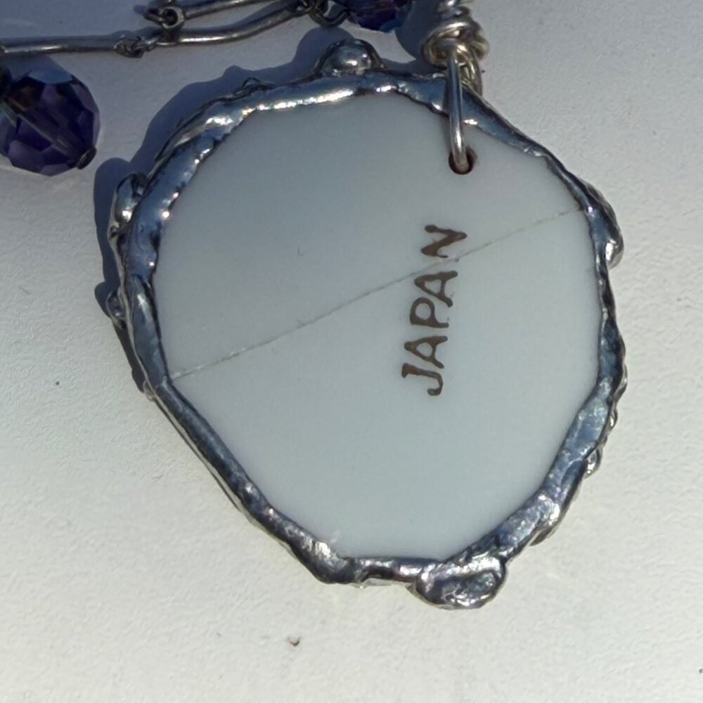 Broken China Hand-Painted Porcelain Fragonard Cameo w/ Sterling Silver Necklace - Picture 7 of 10